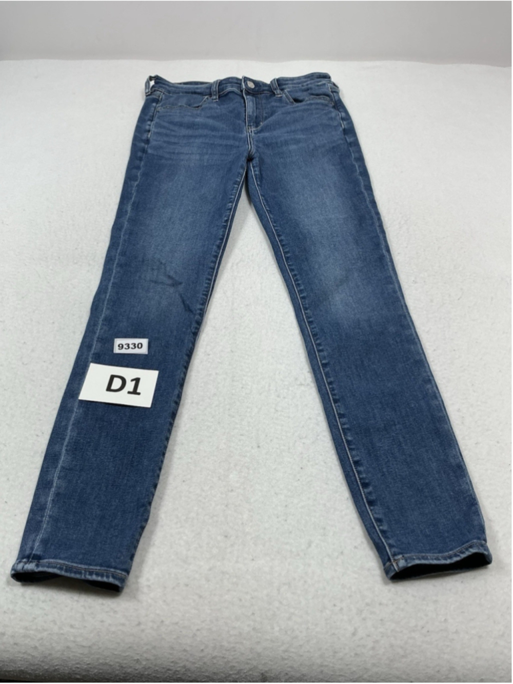 Womans Excellent American Eagle High Rise Jegging Stretch Blue Jeans Size 10